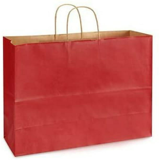 Extra Large Kraft Paper Gift Wrap Shopping Bags, Blue Bags Vogue Size 16W x 12H x 6 25 Bags Made in USA 